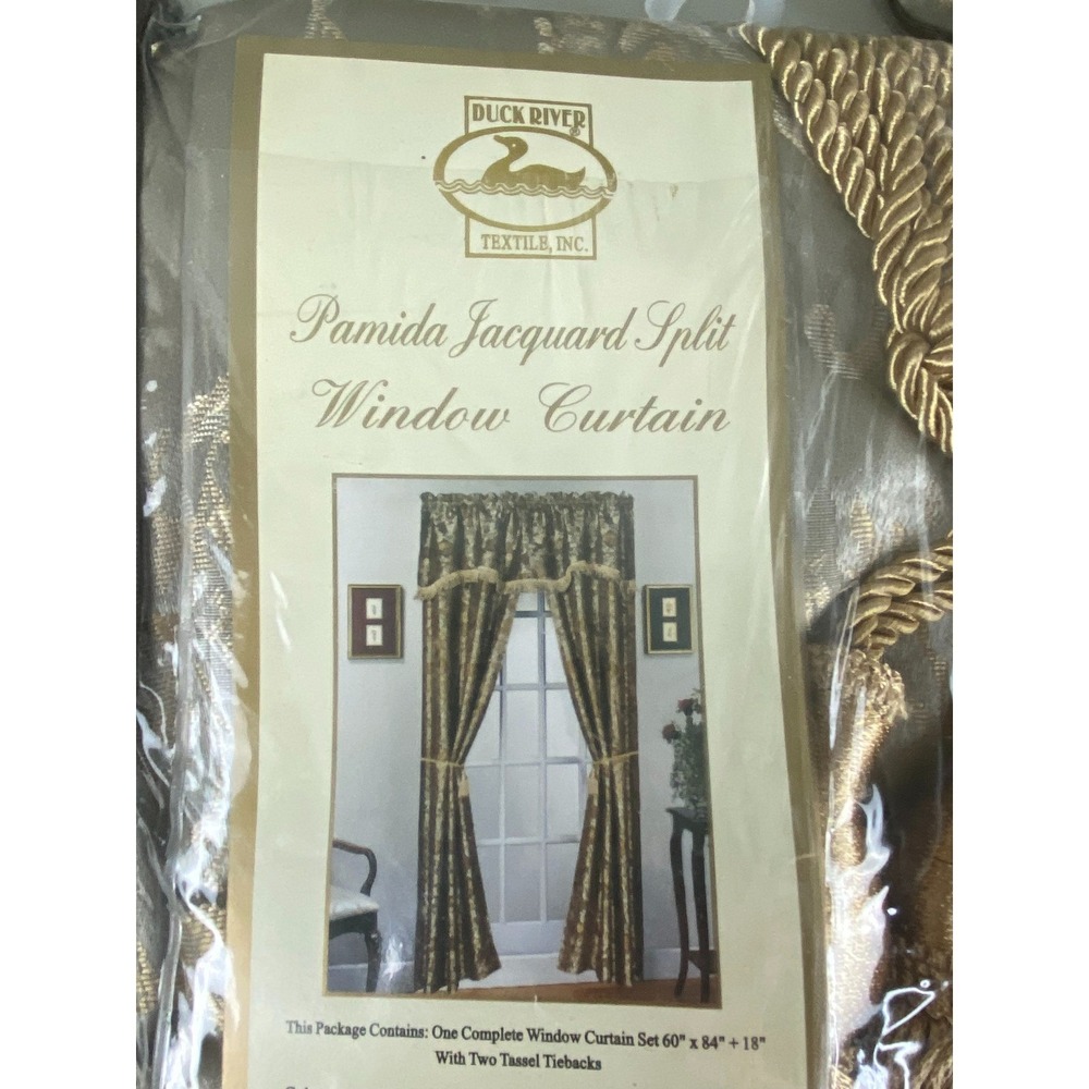 Duck River Pamida Jacquard Window Curtain Set 60x84 Sage Gold 2 Pack New Elegant